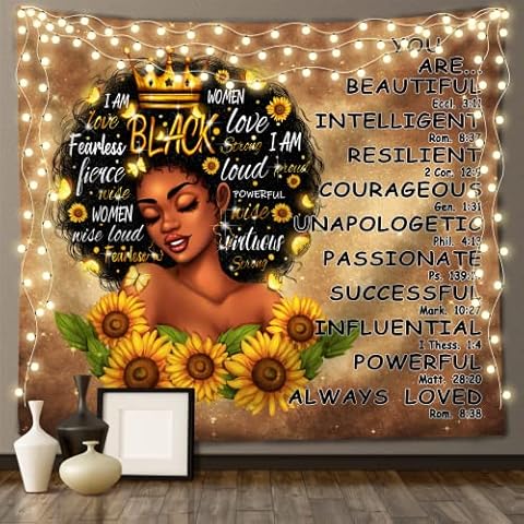 IAGM African American Women Wall Tapestry Black Women Art Wall Hanging With Hd Prints,Lightweight,Soft,No-Fading For Afro Women Bedroom Living Room Dorm Decor 60x51in Cover
