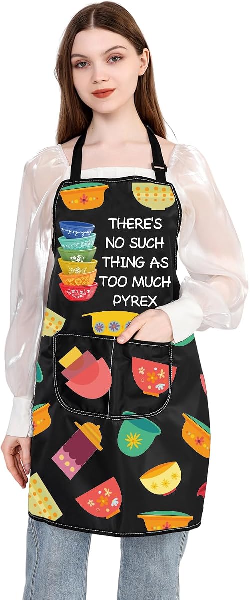 BDPWSS Pyrex Lover Gift There's No Such Thing As Too Much Pyrex Apron With Pockets Pyrex Collectors Gift Pyrex Fans Gift