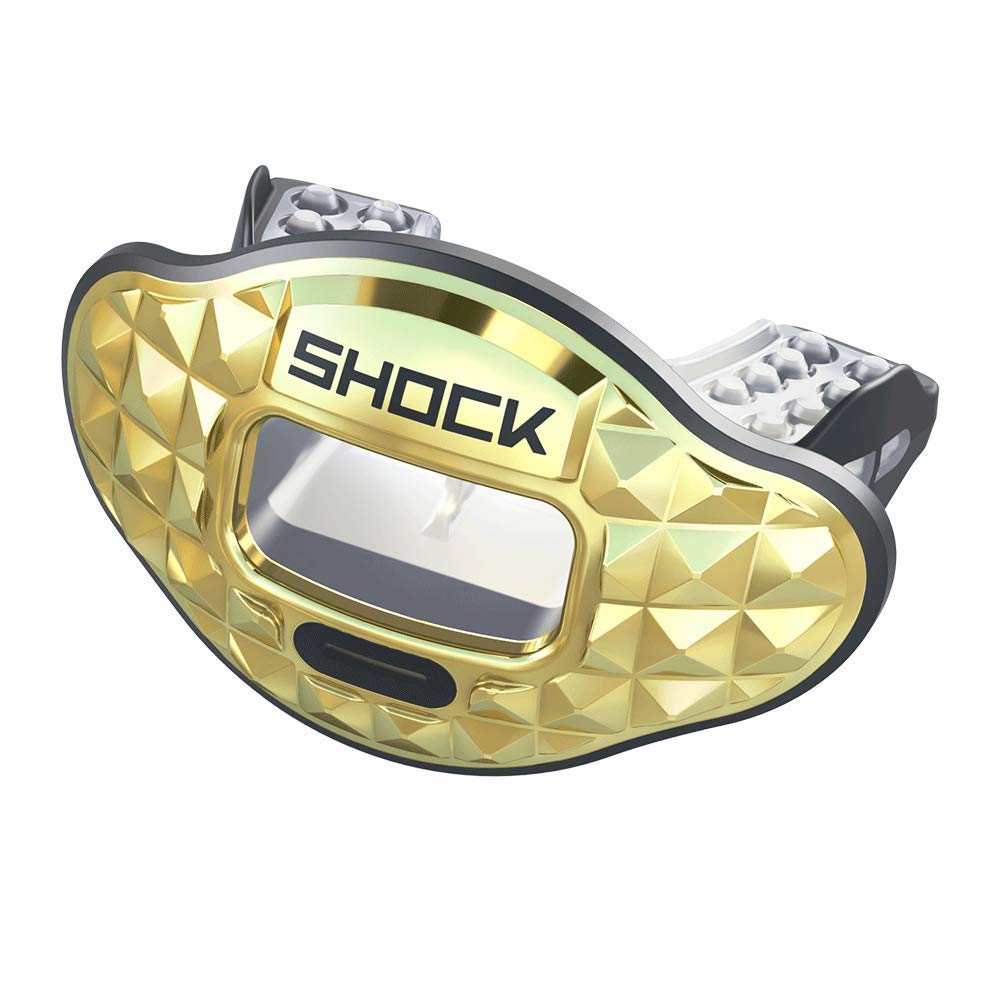 Shock Doctor Unisex's Max Airflow 2.0 ochraniacz na usta, czarny przezroczysty chrom złoty piramida 3D, OSFA