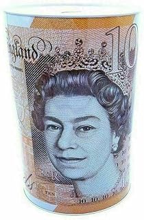 £50 Pound Money Tin Can Box With Printed Piggy Bank Note For Saving Cash. (Small)