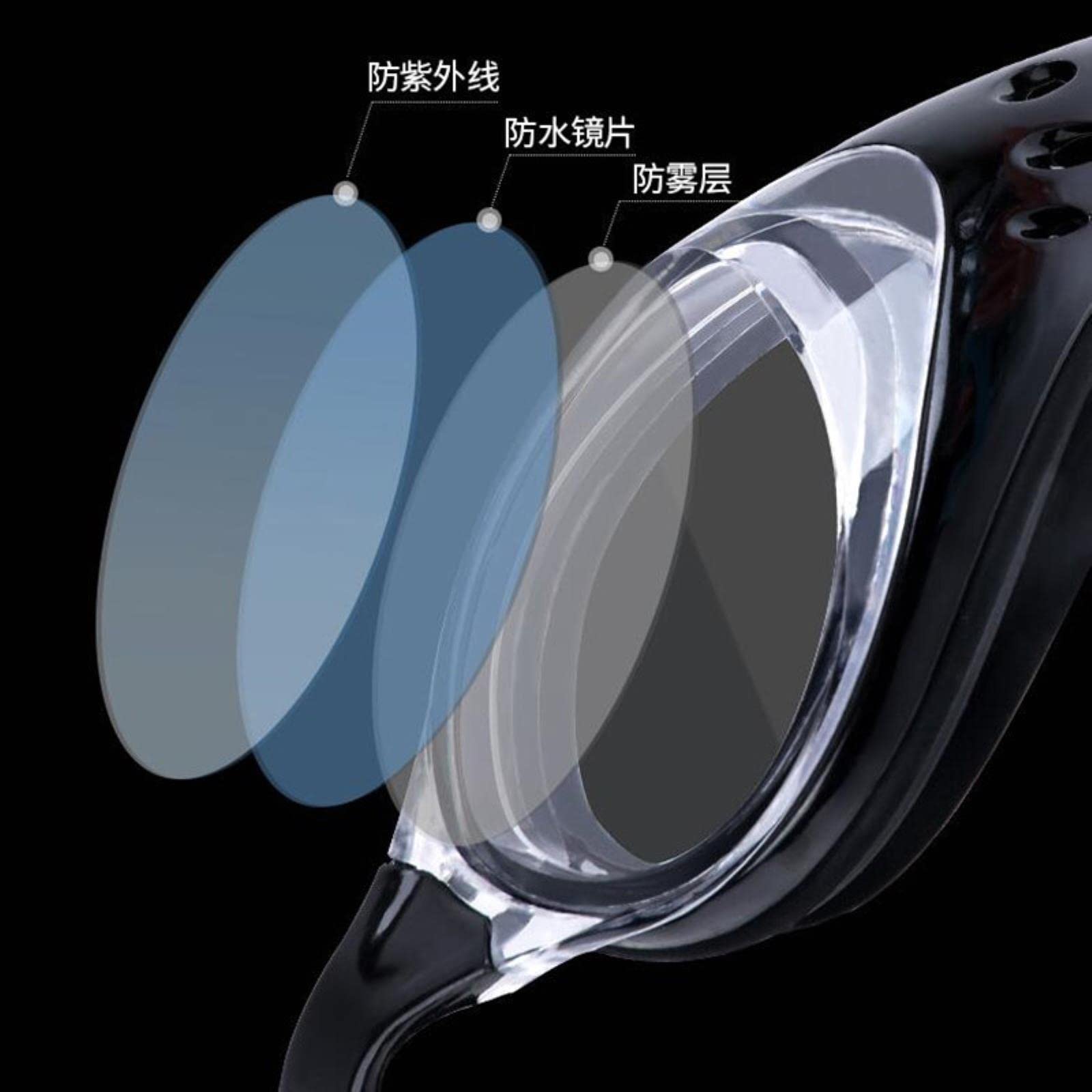 Gafas de natación. Gafas de natación Profesionales antivaho, UV, Ajustables, for Hombres y Mujeres, Impermeables, de Silicona, for Buceo en Piscina, Gafas for Adultos(Clear Black White)