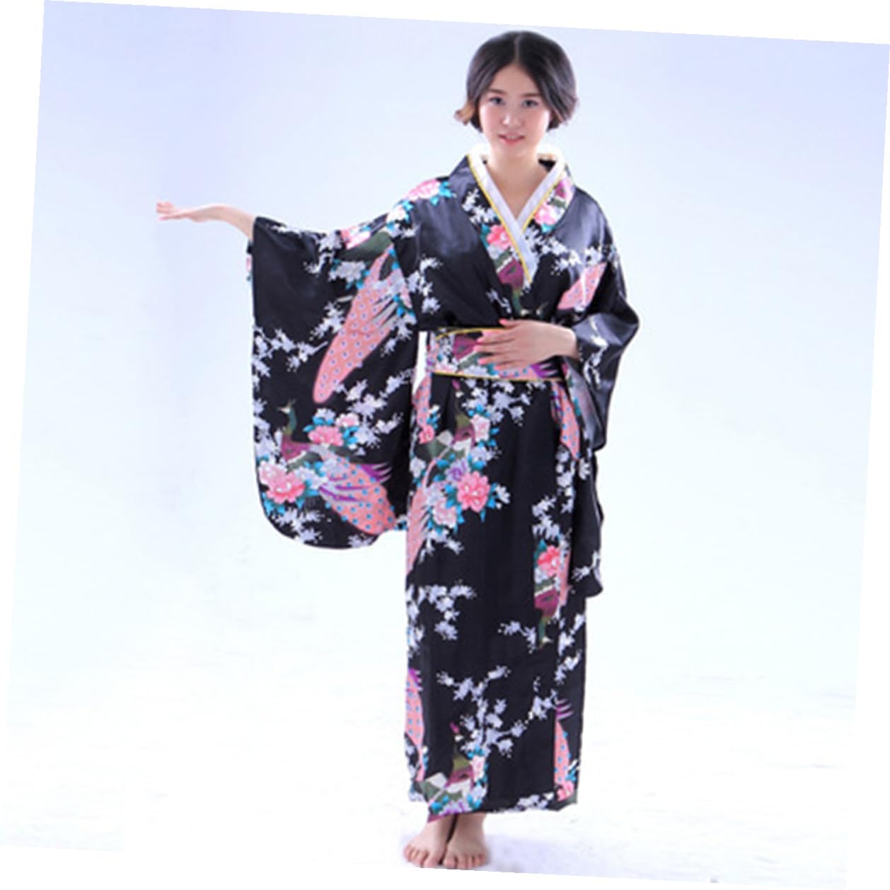 HEMOTON Yukata Japonesa para Mujer Vestido De Baño Tradicional Kimono De Baño Japonés para Fiestas De Tema Asiático Ceremonias De Verano