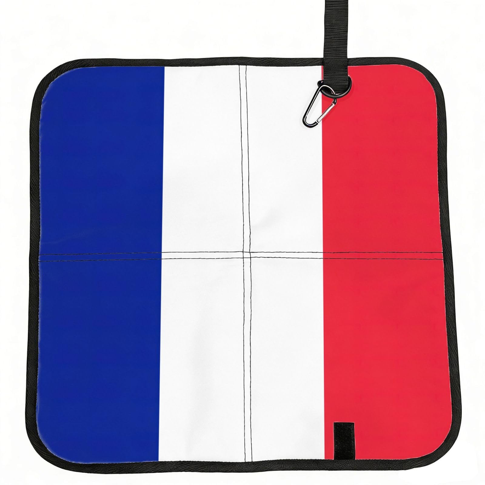 DIEzig French flag Printed Compact Foldable Sitting Pad Oxford Base, Portable Cushion for Fishing Sports Events