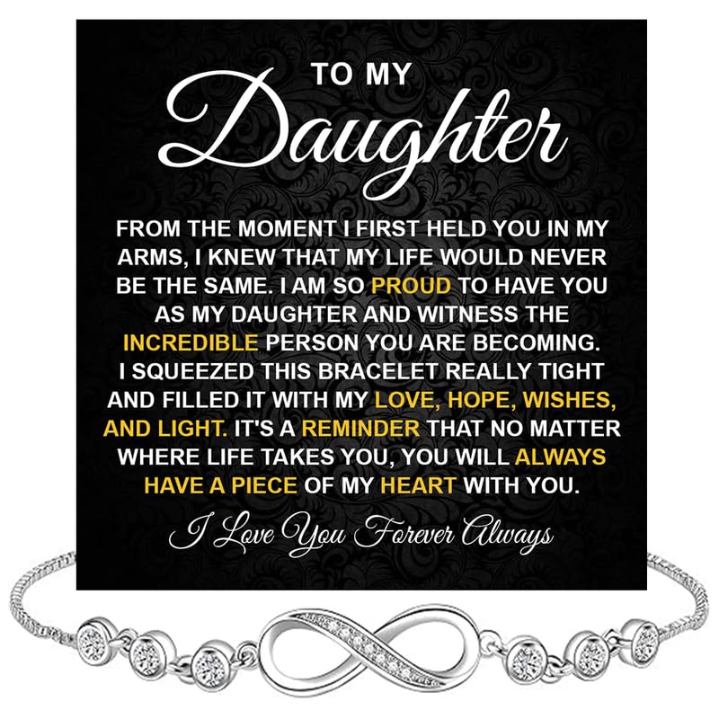 Bracelet cœur infini fille : cadeau de Noël idéal avec carte message de parents