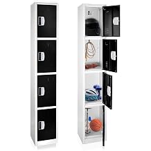 AdirOffice 72" H 4-Tier Black Storage Locker ADI629-204-BLK-DL