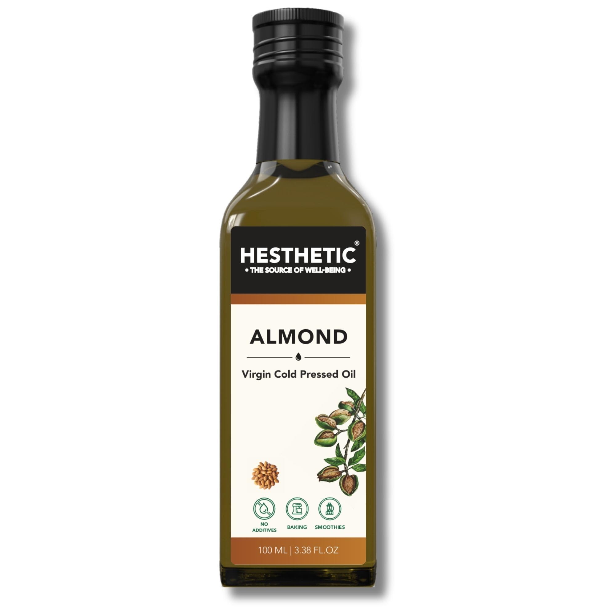 HESTHETIC Virgin Cold Pressed Sweet Almond (Badam) Oil - 100% Pure & Rich in Vitamin E - 100ml (B08W8QY6N6) Amazon Price History, Amazon Price Tracker