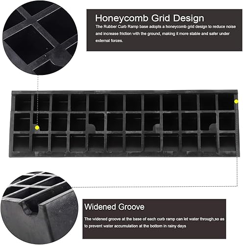 Miniatura 5 de MYOYAY Rampa de goma de 5 pulgadas, rampa de umbral de goma resistente, rampa de umbral de 10 toneladas para vehículos de automóvil, rampa de