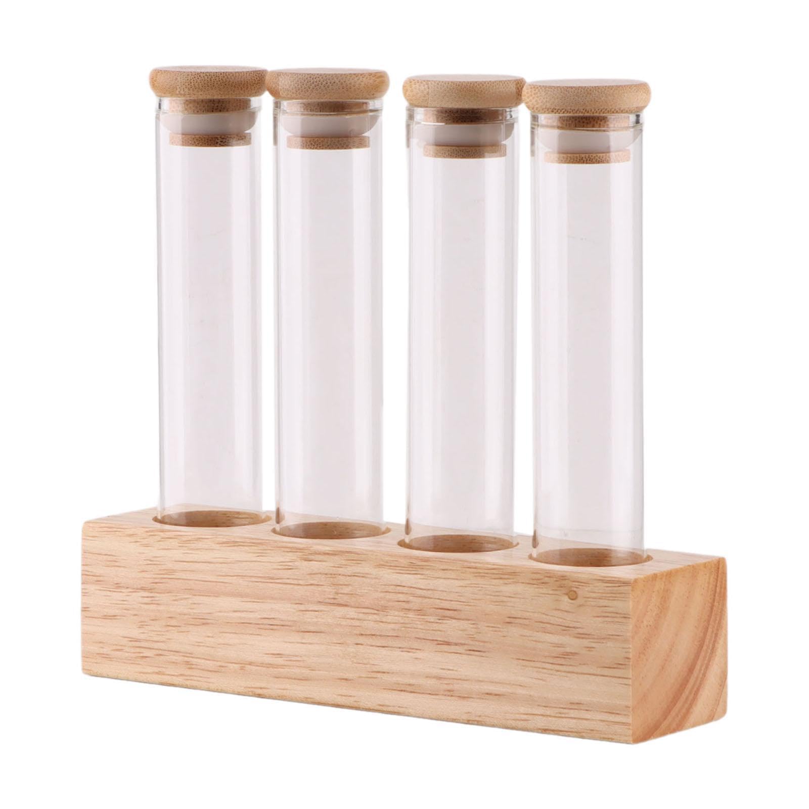 Zambuph Coffee Bean Storage Tubes With Wooden Stand Organize, 4 Hole