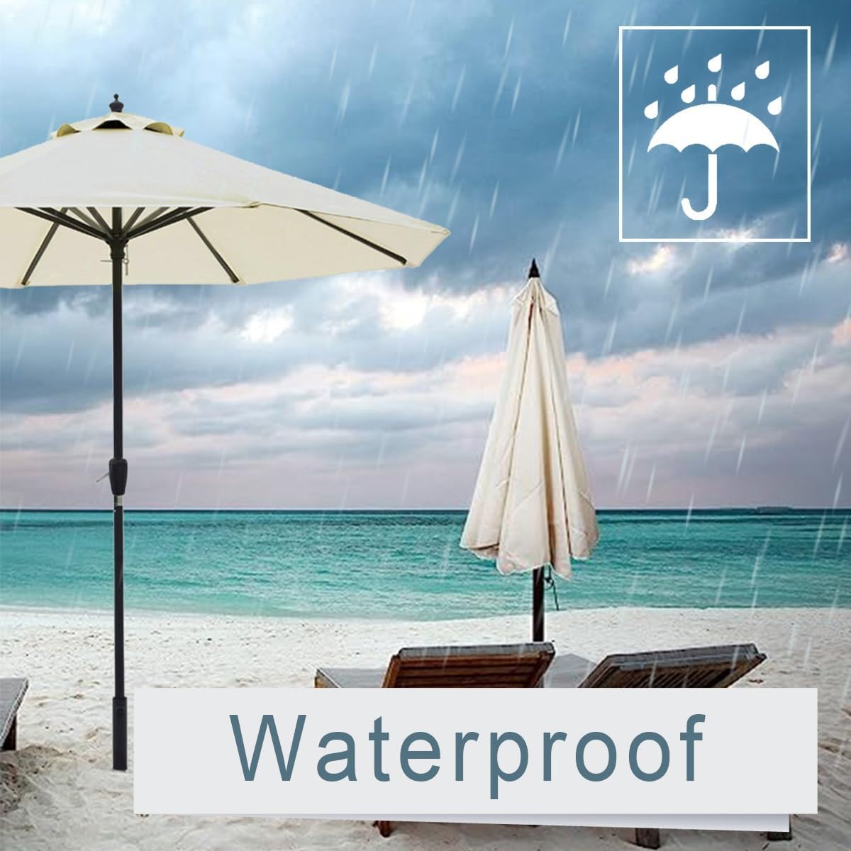 9 ft Patio Umbrella Replacement Canopy for 6/8 Ribs,Patio Replacement Umbrella Canopy,Umbrella Replacement Top Cover for Outdoor (Color : White, Size : 8 Ribs)