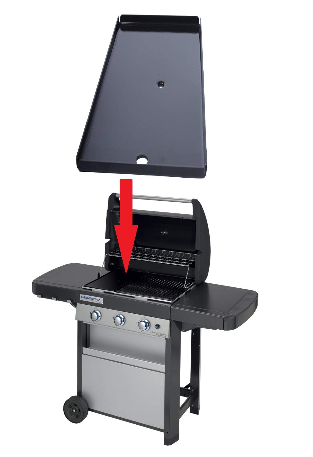 Ricambio Originale - Piastra in Acciaio SMALTATO per Barbecue CAMPINGAZ 3 Series Woody L - Misura 22,5 x 45 CM