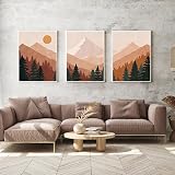 WADBTP Conjunto de carteles de estilo bohemio, moderno dormitorio sala de estar fondo decoración de pared cartel, plantas abstractas decoración del hogar, sin marco (estilo 4, 60 x 90 cm x 3)