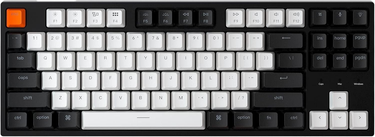 C1 Wired TKL Keyboard, Gateron G Pro Brown, White Backlight | TKL mechanical gaming keyboard — wired, white LED backlight, linear Gateron G Pro Brown switches for Mac & Windows.