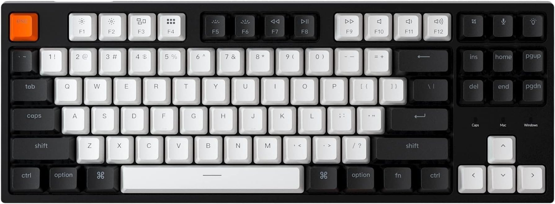 C1 TKL Mechanical Gaming Keyboard – Tactile Brown Switches, RGB Backlit Compact Wired Keyboard for Mac & Windows, White