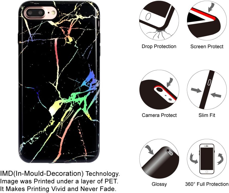 GOLINK iPhone 7 Plus Case for Girls/iPhone 8 Plus Marble Case, Glossy Laser Series Slim-Fit Ultra-Thin Anti-Scratch Shock Proof Dust Proof Sparkling Shiny TPU Case for iPhone 7/8 Plus 5.5"-Laser Black