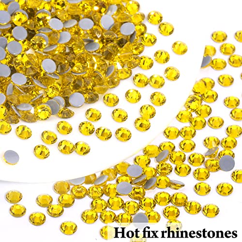 Novani Hotfix Rhinestones,Lemon Yellow Flat Back Glass Round Sparkly Crystals Glitter Gems For Crafts Fabric Clothes Shoes Bag Diy Decoration Citrine (Ss10/2.8Mm/1440Pcs) #TOP1