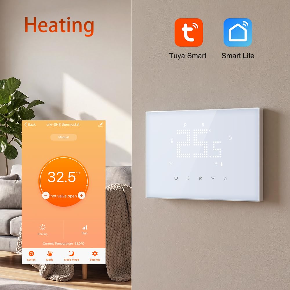 Fancoil wifi Tuya inteligentny termostat do centralnego klimatyzatora, programowalny do wentylatora konwektora chłodzącego ogrzewanie, kompatybilny z Alexa