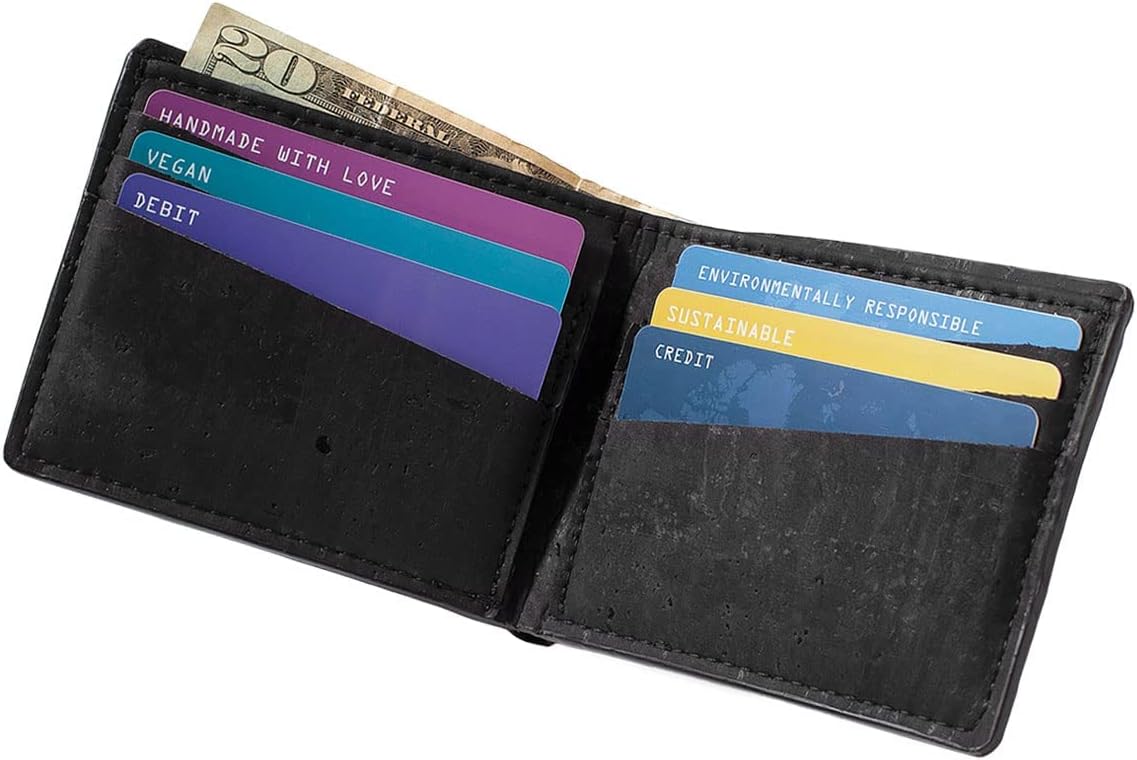 Corkor スリム財布 メンズ RFID安全 ビーガン ノンレザー 二つ折りカード キャッシュ, ライトブラウンカラー - コインポケット付き,  S, ミニマリスト Corkor コルク財布 メンズ 二つ折り スリム ミニマリスト スモール ビーガン ノンレザー, ブラック, S, ミニマリスト。