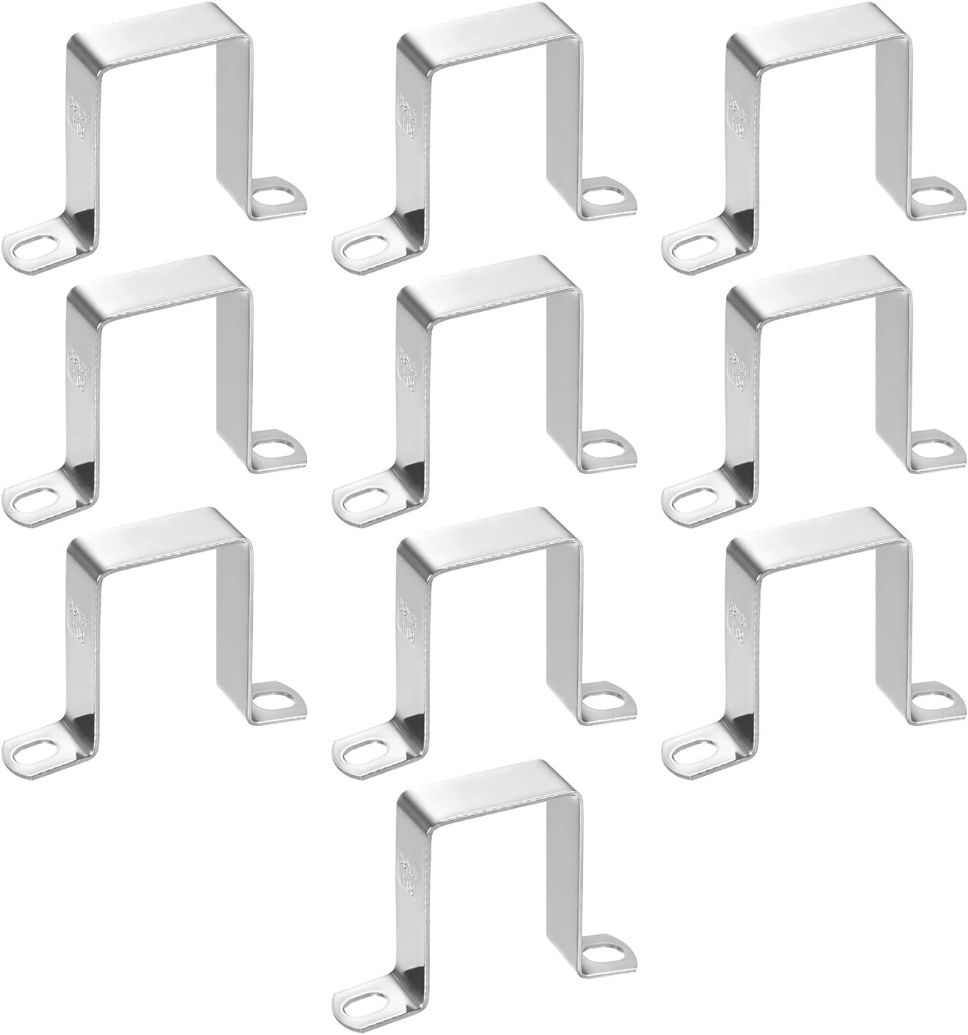 10-Pack U Shaped Connector Bracket, 40x60mm 304 Stainless Steel Square Pipe Clamp for Door Closed Bar Holder Strut Channel/Fixing Tools/Pipe, Strap Clamp for Rectangular Tube