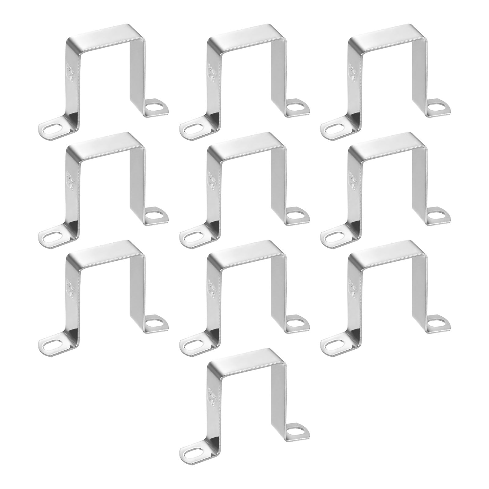 M METERXITY 10-Pack U Shaped Connector Bracket, 40x60mm 304 Stainless Steel Square Pipe Clamp for Door Closed Bar Holder Strut Channel/Fixing Tools/Pipe, Strap Clamp for Rectangular Tube