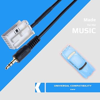 AUX Input Audio Cable Car Adapter Compatible with E60 E63 E64 E65 E66 E81 E82 E87 E88 E90 E91 E92 E93 CD Player Navigation Nav | 12 pin Changer Transmiter 3.5 Male Extension Wire Connector | 1.5m