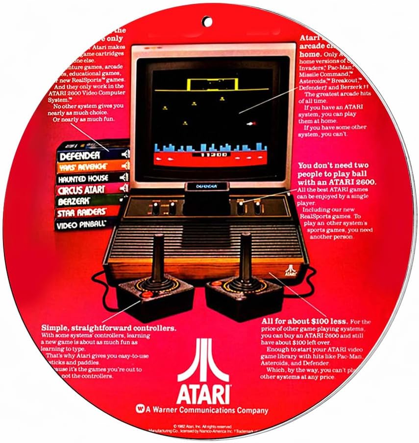 Brotherhood Atari System Pitfall II Atari 2600 Advertisement Vintage Games Toys Reproduction Vintage Style Metal Signs Round Metal Tin Aluminum Sign Garage Home Decor