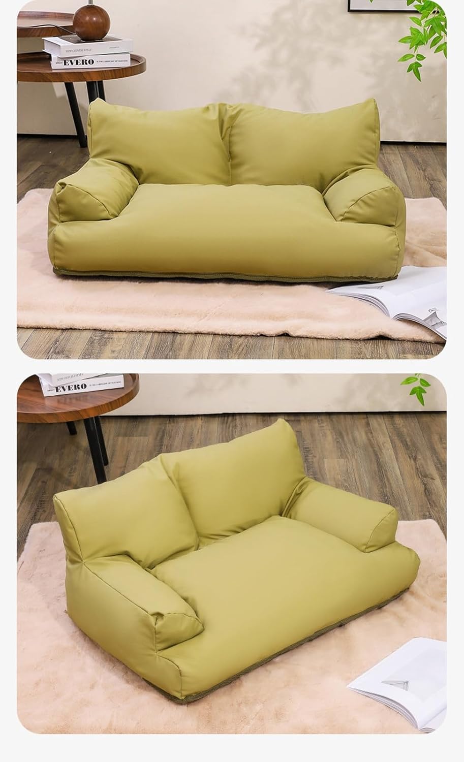 Dog Bed Sofa,New Pet Dog Cat Sofa and Chair PU Leather,Non Slip Couch Bed for Dogs,Dog Chair for Medium Small Cats and Dogs(Green,X-Large)