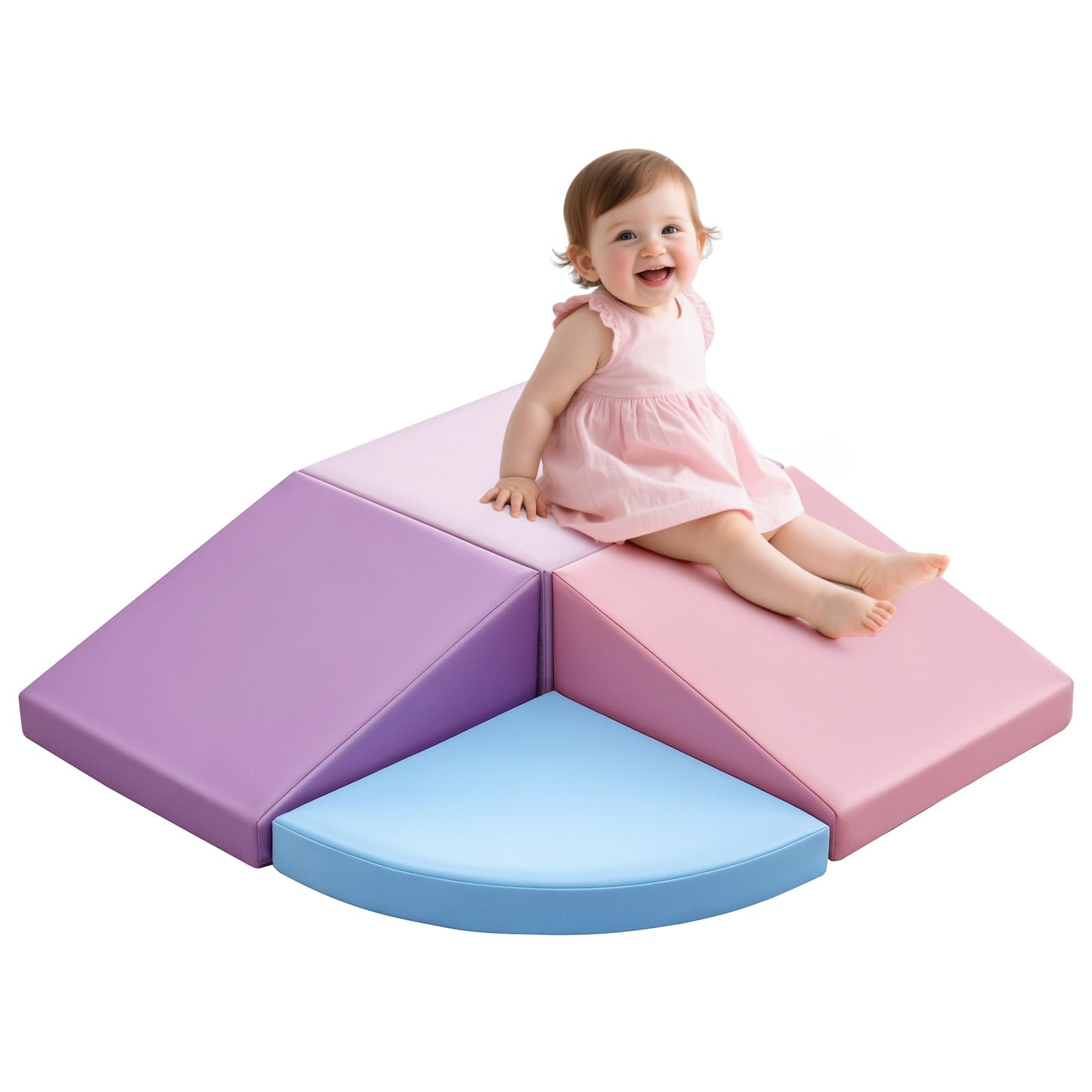 Baby Soft Play Set: 4 Pcs PU Leather Softplay Kids Soft Play Blocks - Soft Play Equipment for Toddlers - Indoor Playground Climb and Crawl Toys Purple for Home