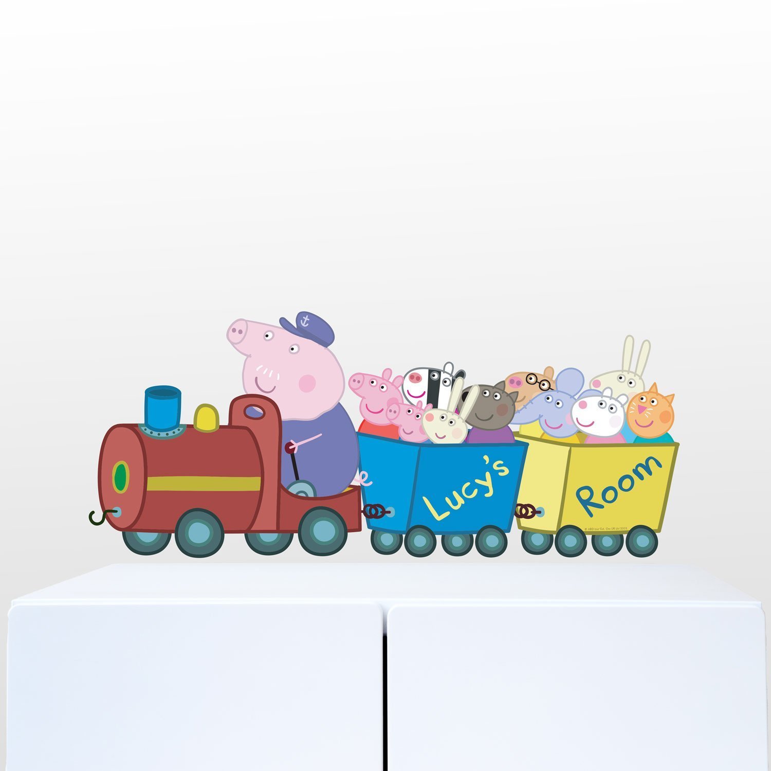 Stickerscape Personalised Train Peppa Pig Transport Wall Stickers ( - Regular Size)| Official Peppa Pig Wall Decal, Wall Decor | Easy To Apply, Cleanly Removable