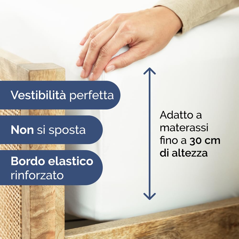 Lenzuolo con angoli 100x200 Bianco, profondità 30 cm - Lussuoso lenzuolo con angoli - Per materassi fino a 30 cm (12") di altezza - Morbido, senza pieghe e traspirante - 100x200 - singola