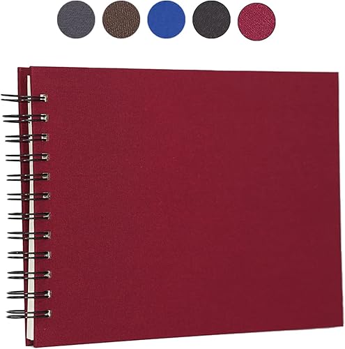 Miniatura 2 de Kageio Álbum de fotos de bobina de álbum de recortes, hecho a mano, cubierta de lino, 50 páginas de 6 x 8 pulgadas, página interior blanca, cuaderno