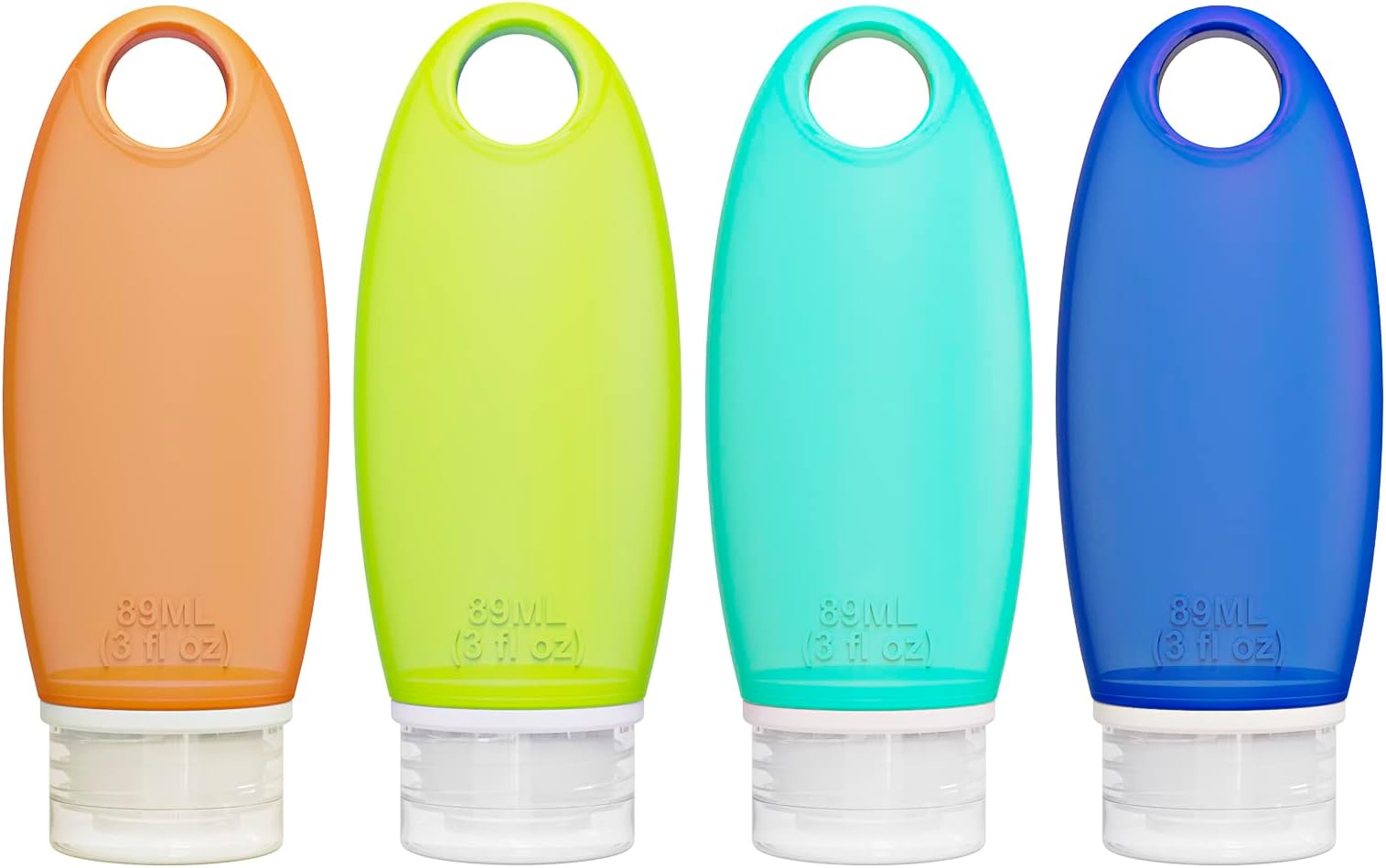 Silicone Travel Bottles for Toiletries TSA Approved Travel Size Containers Set 4 Pack Portable Leak Proof Refillable Cosmetic Squeeze Bottles Shampoo Hair Conditioner Body Lotion Bath Shower Gel