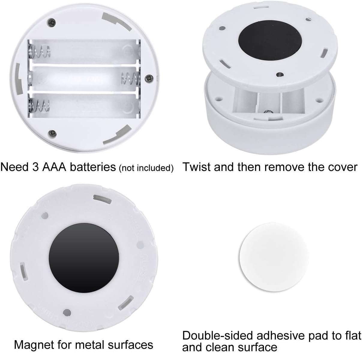 3Packs Motion Sensor Light Indoor,LED Closet Lights,Night Light Battery Powered,Battery Operated Under Cabinet Lights,Wireless Wall Puck Lamp Stick for Stair,Step,Hallway,Garage,Entrance (Cool White)