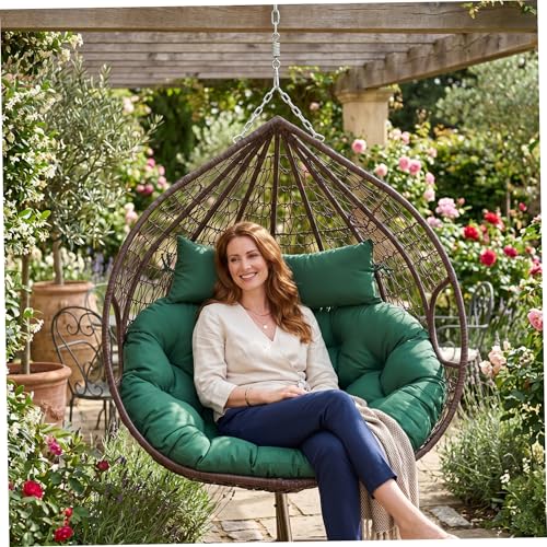 Cojín para silla double egg impermeable verde oscuro de 59x39 pulgadas 5