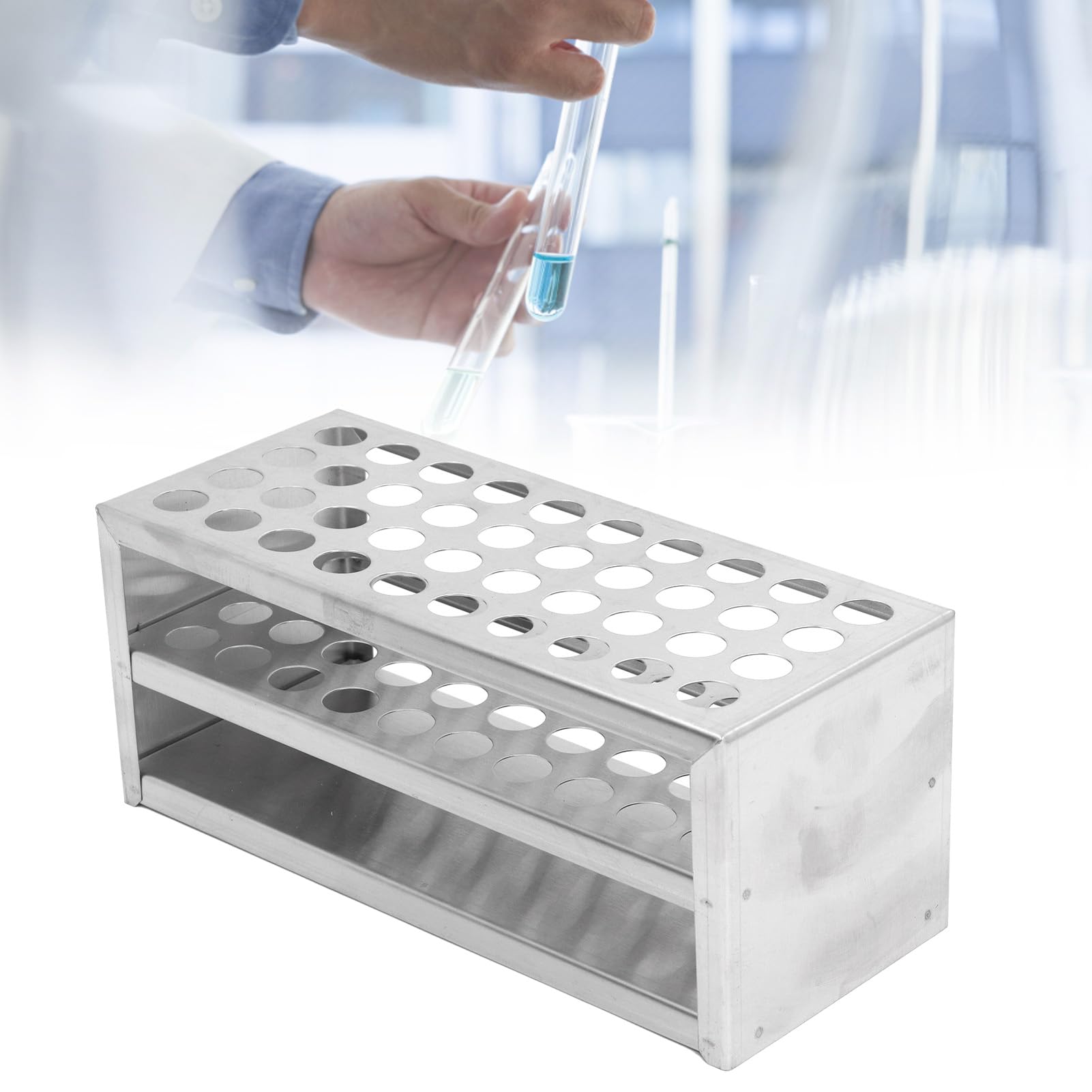 Aqur2020 3 Layer Stainless Steel Test Tube Holder Rack, Chemical Test Tube Holder, Suitable for a Wide Range of Cylindrical Objects (#1)