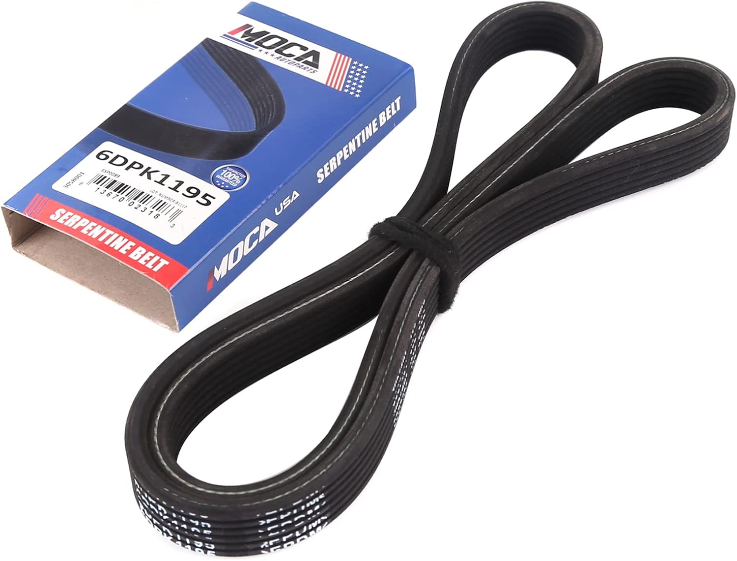 MOCA 6DPK1195 EPDM Serpentine Belt Professional V-Ribbed 00-04 for Volkswagen Beetle & 00-02/04 for Volkswagen Golf & 00-04 for Volkswagen Jetta 1.8L 2.0L L4