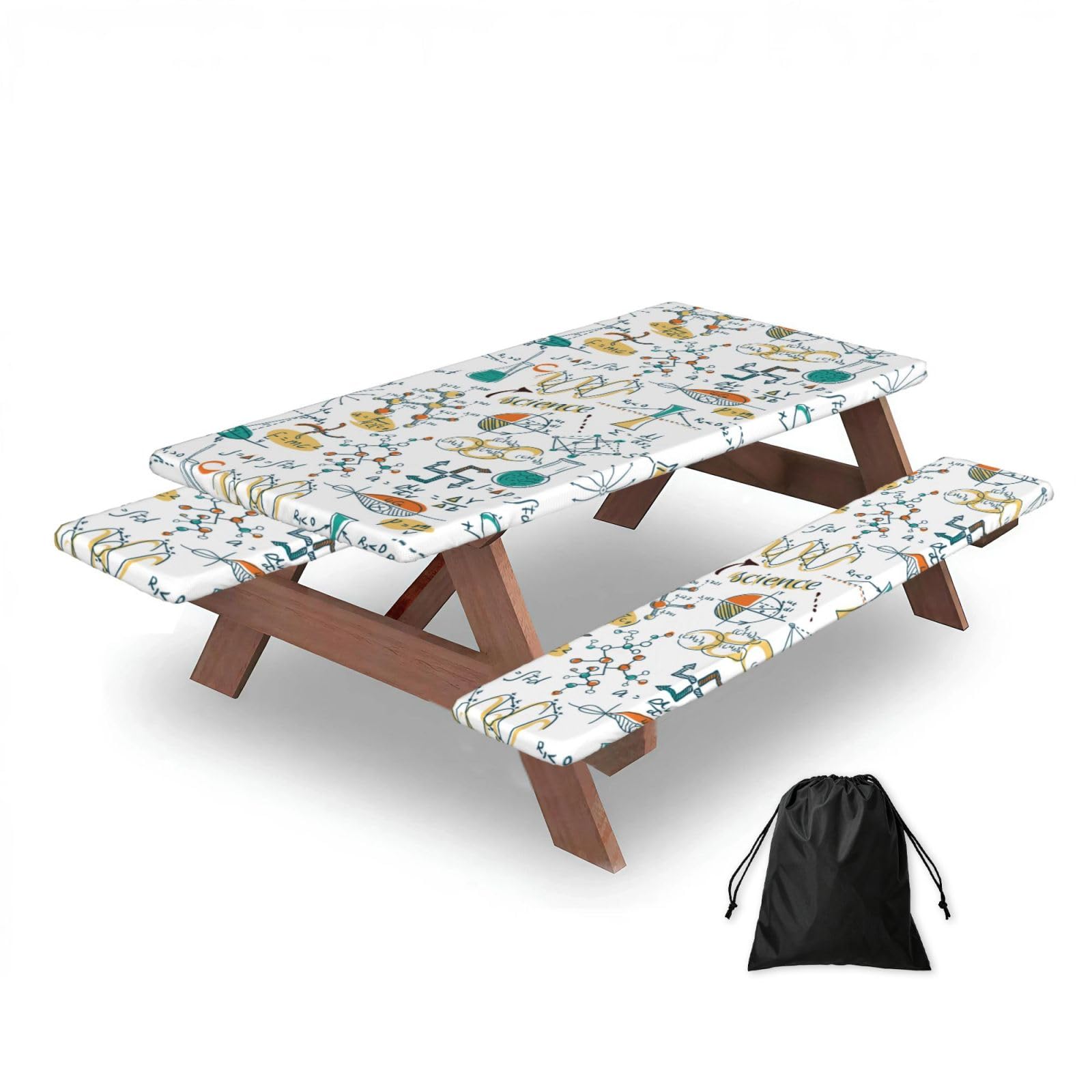 Dopklna As Picture Science Lab Education Biology Chemistry, Picnic Table Cover With Bench Covers -Waterproof Elastic Fitted Tablecloth For Garden Camping Patio 76X152cm