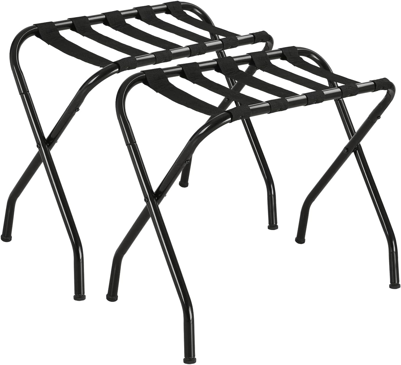 YOUYOUK Luggage Rack, Suitcase Stand with Fabric Storage Shelf, Luggage Rack for guest room, Bedroom, Hotel, Foldable Steel Frame,Pack of 2, Easy Assembly, Folding Luggage Rack (black steel)