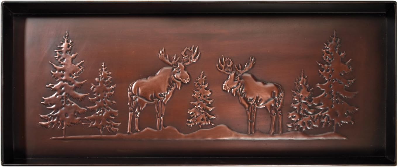 Extra Weave USA 34 by 14-Inch Antique Bronze Finished Moose Metal Boot Tray