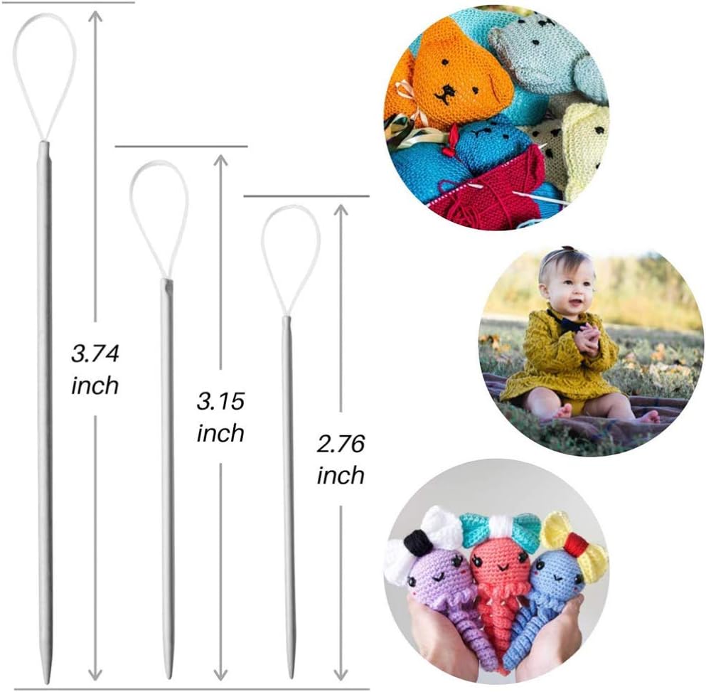 EXCEART 9pcs Large-Eye Aluminium Bent Tip Needles Sewing Knitting Colorful Wool Needles Convenient Threading for Tapestry Yarn Crafts