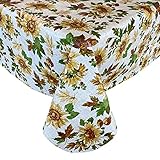 Newbridge Autumn Sunflower Fields Print Vinyl Flannel Backed Tablecloth - Country Rustic Harvest...