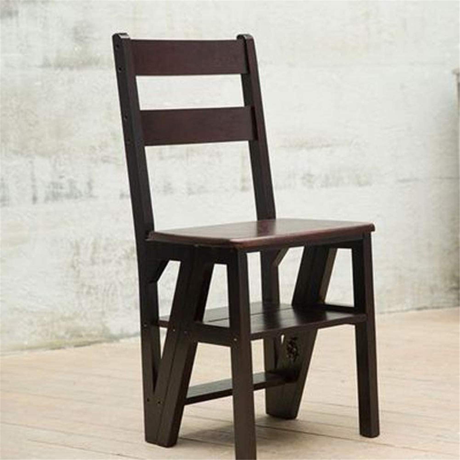 FALIYORS Portable Step Stool Natural Wood Multi-Functional Convertible Folding Library Ladder Chair Four-Step Stool/35X18.1X15.7Inches (Color : Beige) (Color : Brown) (Black)