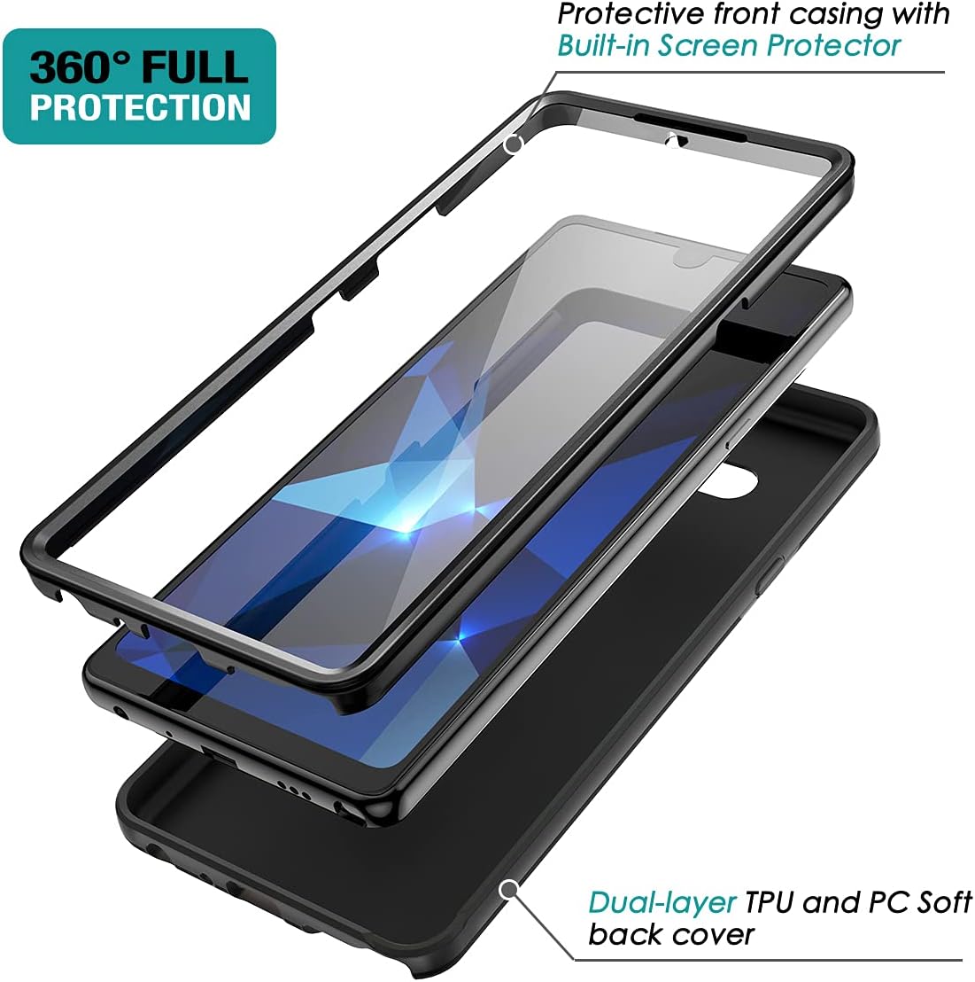 SURITCH Case for LG Stylo 6,[Built-in Screen Protector] Hybrid Full-Body Protection Dual Layer Shockproof Rugged Bumper Soft Silicone Slim Protective Cover for LG Stylo 6 6.8 Inch (Black)