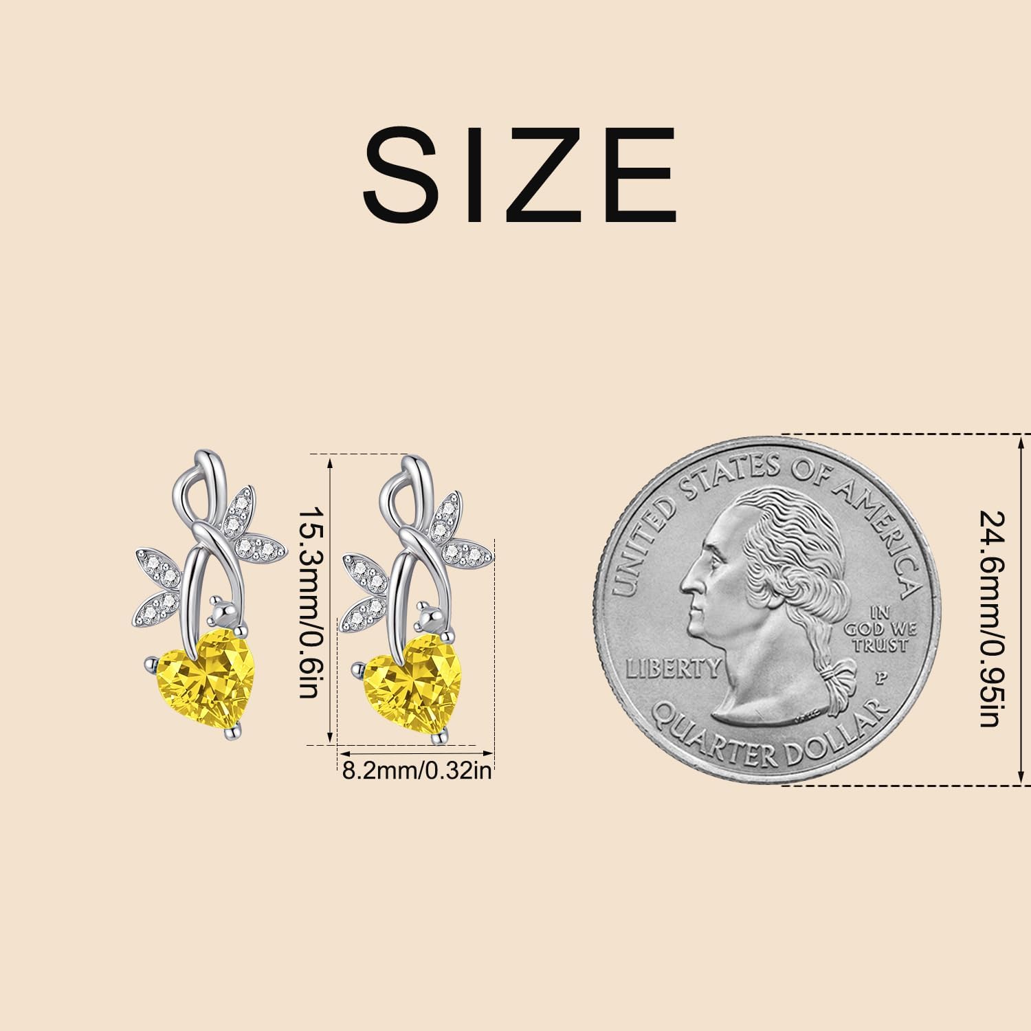 Dragonfly Earrings Sterling Silver Double Dragonflies Leverback Dangle Earrings Jewelry Gifts for Women Dragonfly Earrings-Yellow stone image 4 of 5 B0FKT9QB8P