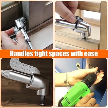 105 Degree Right Angle Adapter, 2025 New Right Angle Extension Power Screwdriver Drill Attachment, 1/4 Hex Shank Driver for Screwdriver Drill