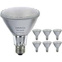 Vinaco PAR30 Long Neck Halogen Bulb 75W 120V E26 Base Warm White 3000K | 6PCS, 1000LM High Output, NO Flicker, CRI100+, Long Lasting Dimmable Par30 Flood for track / Recessed Can Lighting Indoor