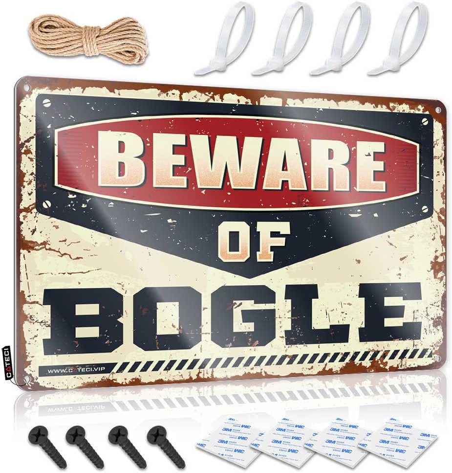 Tinplate Sign Windmill Decor Vintage Metal Art/Hanging Decoration For Bedroom Doggie Diner Wall Decor Beware Of Bogle - 12.5" Vintage Office Wall Decor