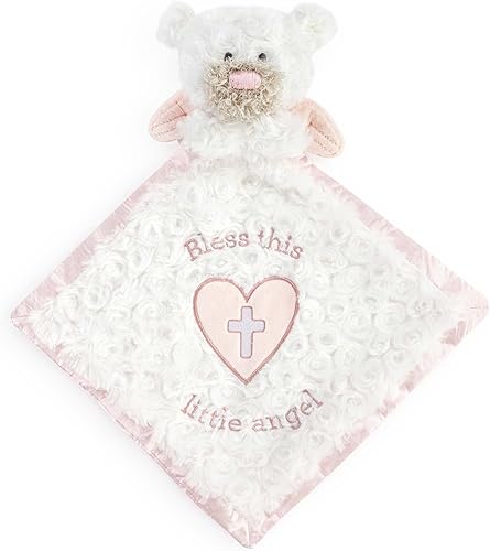 Miniatura 1 de DEMDACO Guardian Angel Bear - Manta de peluche para niños color blanco y rosa 15 x 13 pulgadas color rosa