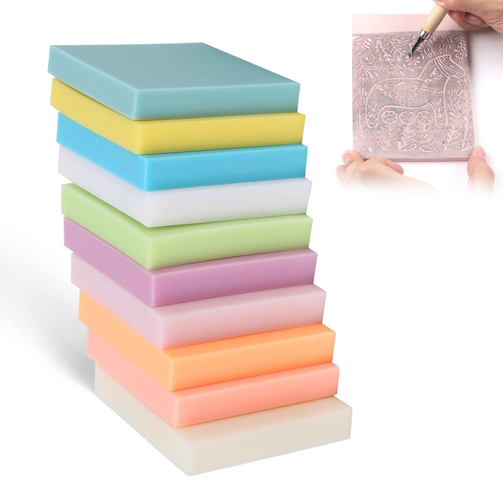 10 Stück Stempelgummi-Set - Weiche Schnitzblöcke Für Stempelbasteln - DIY Handwerk Zubehör