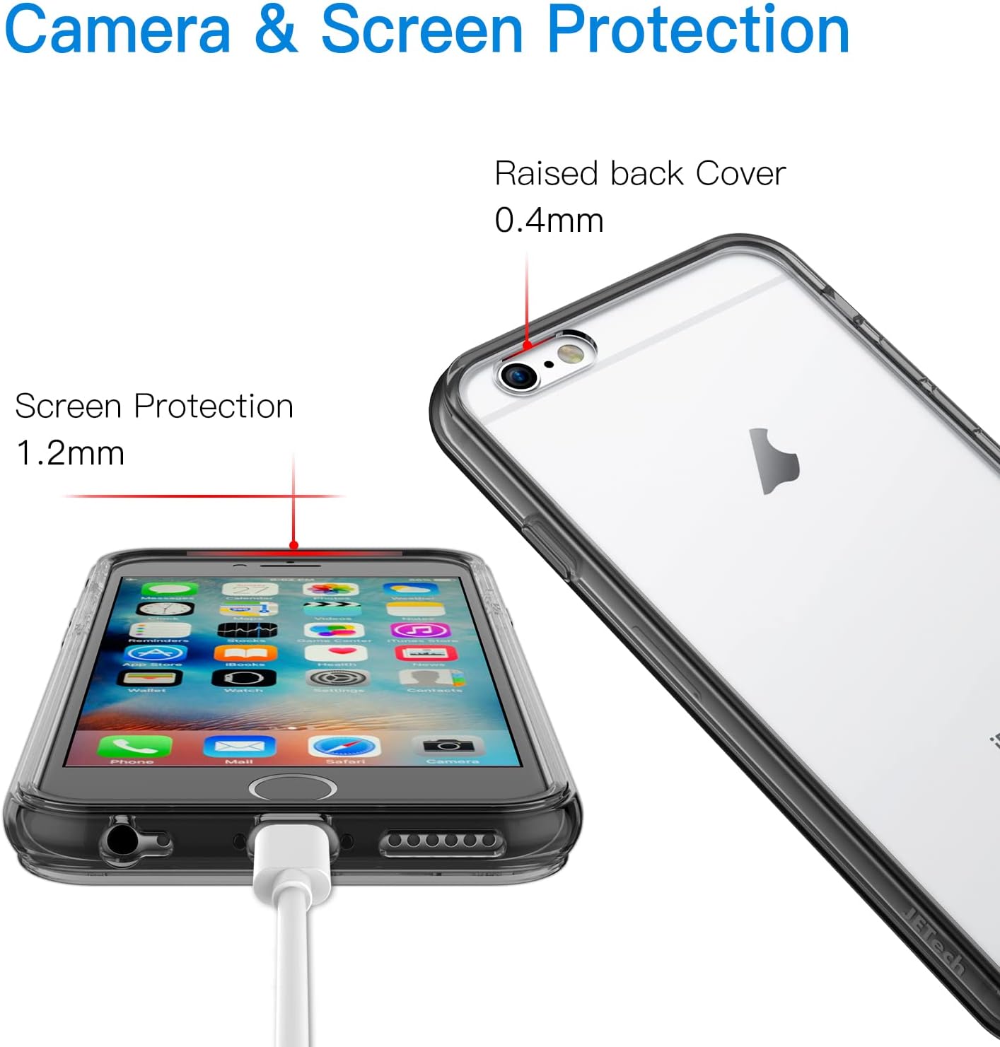 JETech Case for iPhone 6 Plus and iPhone 6s Plus 5.5-Inch, Non-Yellowing Shockproof Phone Bumper Cover, Anti-Scratch Clear Back (Black)