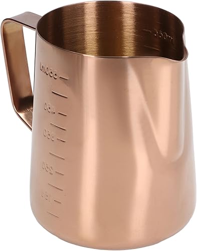 Miniatura 7 de Taza de espuma, jarra de leche de café 550ML con escala Jarra de vapor de acero inoxidable de oro rosa